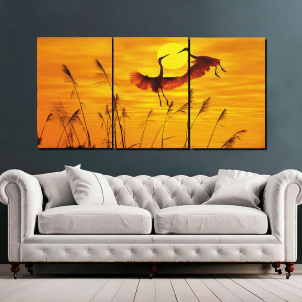 طقم لوحات جدارية فنية سنسيت 3 قطع - اصفر ومتعدد الالوان