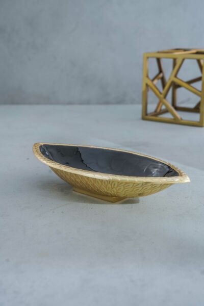 وعاء تقديم كوهريك - حجم صغير, لون أسود وذهبي