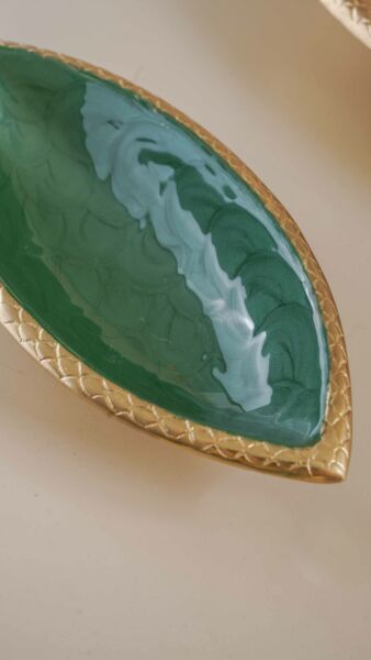 وعاء تقديم كوهريك - حجم صغير, لون أخضر وذهبي