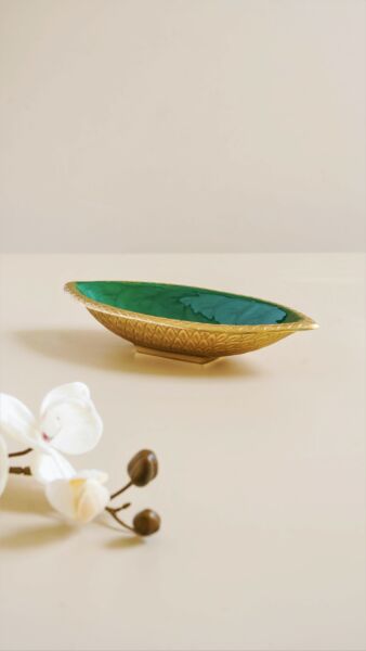 وعاء تقديم كوهريك - حجم صغير, لون أخضر وذهبي