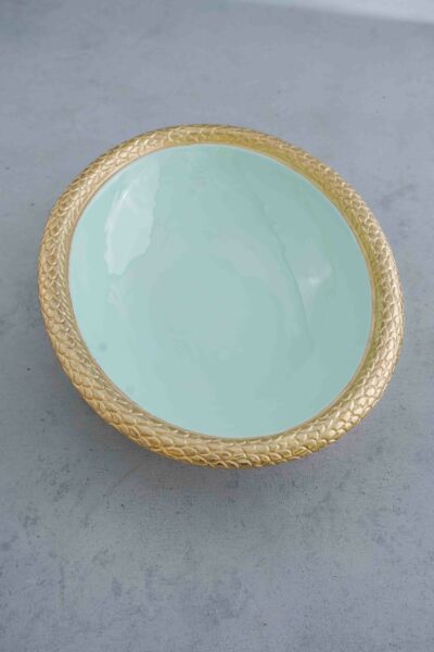 وعاء تقديم تريفينو - حجم كبير, لون أخضر فاتح وذهبي