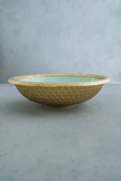 وعاء تقديم تريفينو - حجم كبير, لون أخضر فاتح وذهبي