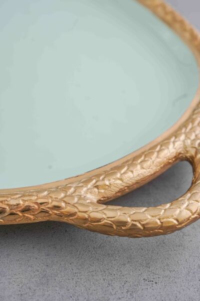 صينية تقديم فيلكا - لون أخضر فاتح وذهبي