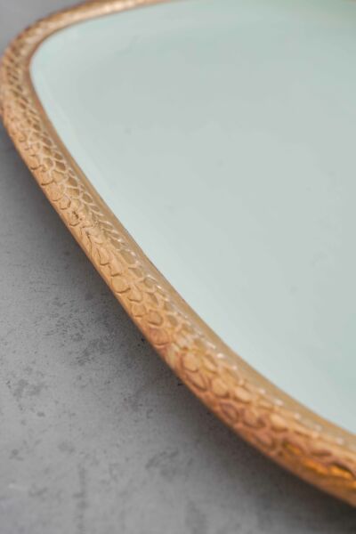 صينية تقديم فيلكا - لون أخضر فاتح وذهبي