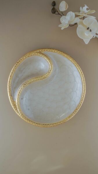 طبق تقديم اوليان - حجم كبير, لون أبيض وذهبي