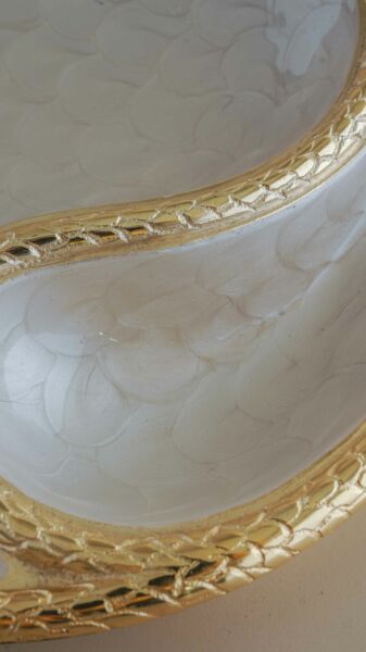 طبق تقديم اوليان - حجم كبير, لون أبيض وذهبي