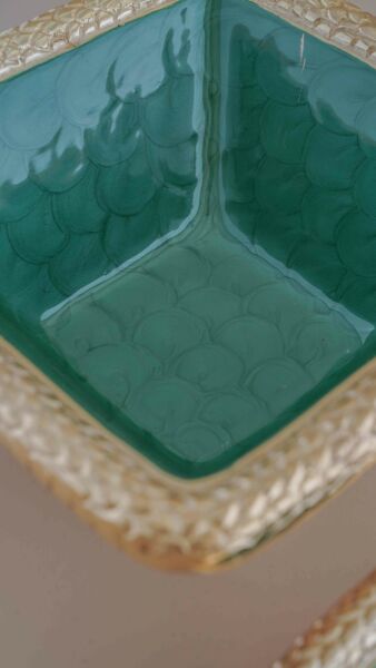 وعاء تقديم يرفانت حجم كبير - أخضر وذهبي