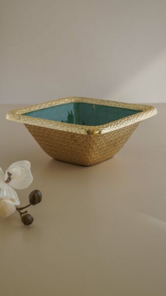 وعاء تقديم يرفانت حجم كبير - أخضر وذهبي