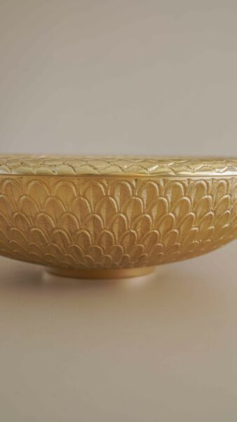 وعاء تقديم موركان - حجم متوسط , لون أخضر وذهبي