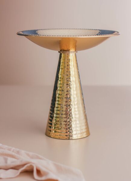 وعاء تقديم بقاعدة ساليناس حجم كبير - ذهبي