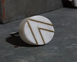 مقبض باب رومر - ابيض وذهبي