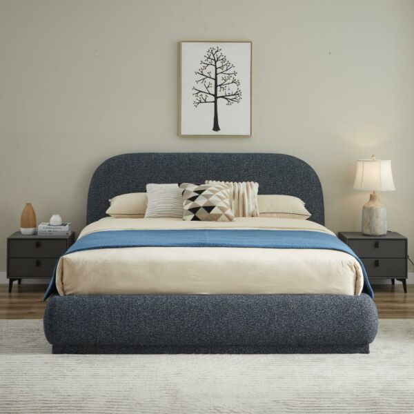 سرير كينغ منجد 180×200 سم ستيف - رمادي