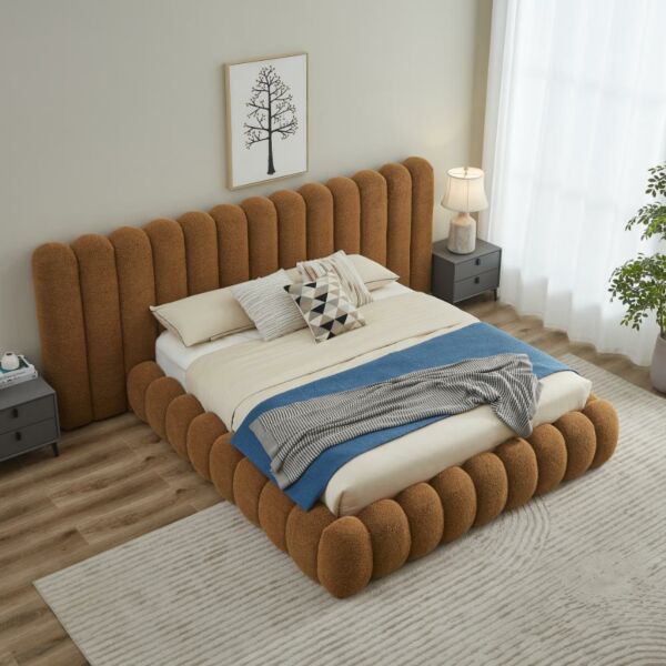 سرير كينغ منجد 180×200 سم بيفرلي - برتقالي