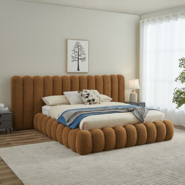 سرير كينغ منجد 180×200 سم بيفرلي - برتقالي
