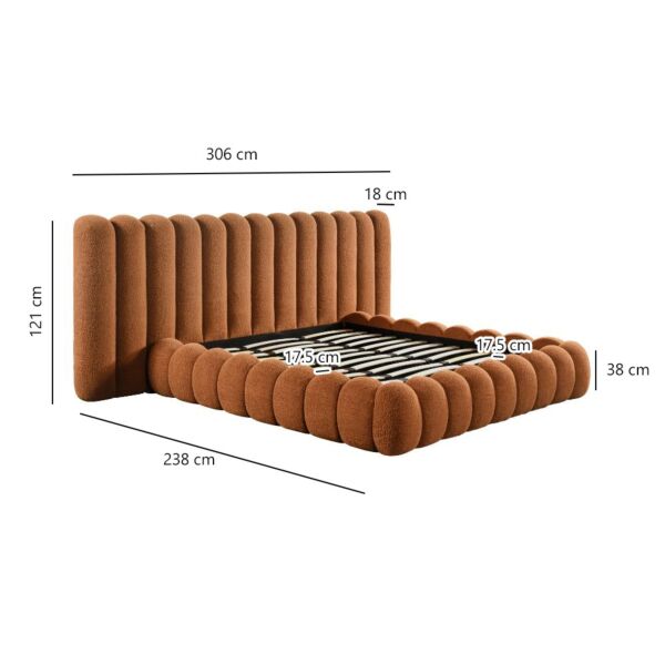 سرير كينغ منجد 180×200 سم بيفرلي - برتقالي