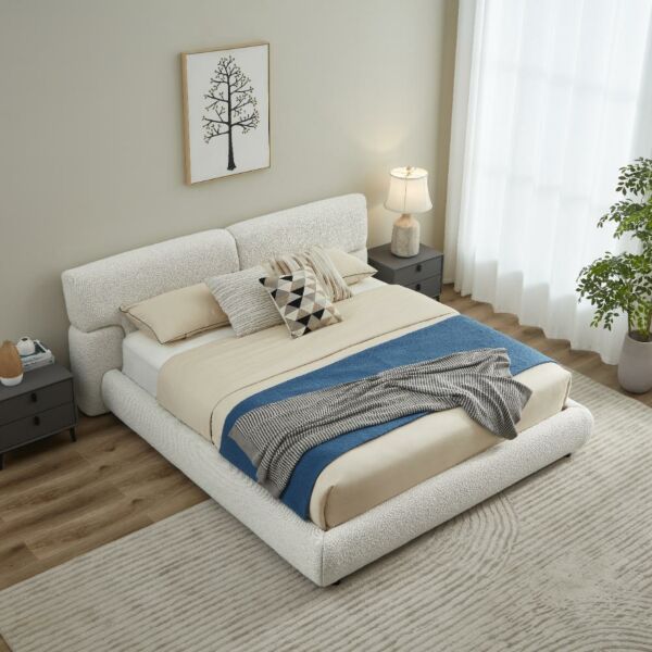 سرير كينغ بوكليه منجد 180×200 سم بوسطن - بيج فاتح