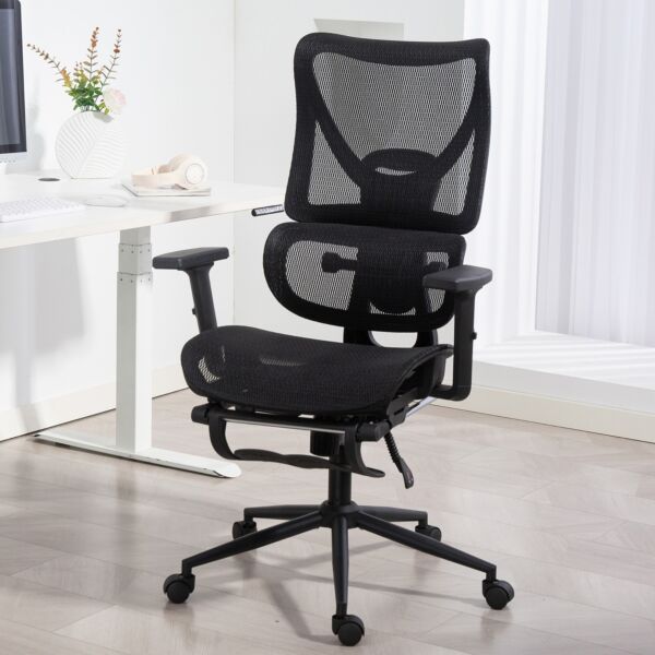 كرسي مكتب بظهر مرتفع قابل للتعديل ليزيس - اسود