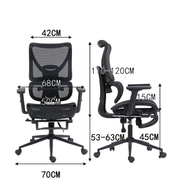كرسي مكتب بظهر مرتفع قابل للتعديل ليزيس - اسود