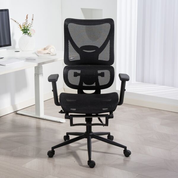 كرسي مكتب بظهر مرتفع قابل للتعديل ليزيس - اسود