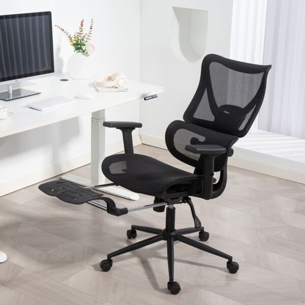 كرسي مكتب بظهر مرتفع قابل للتعديل ليزيس - اسود