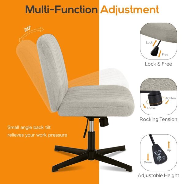 كرسي مكتب بدون أذرع بدون عجلات - بيج