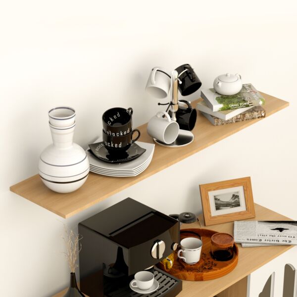 ركن قهوة مع رف جداري لارا - ابيض و بيج