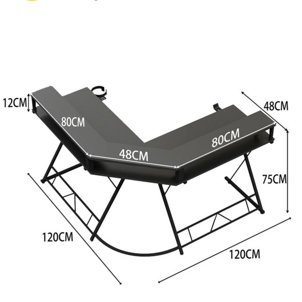 مكتب كمبيوتر مع حامل شاشة وشريط إضاءة ليد