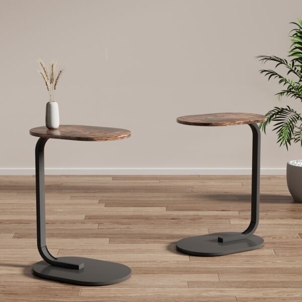 طاولة جانبية ساسو قطعتين - بني