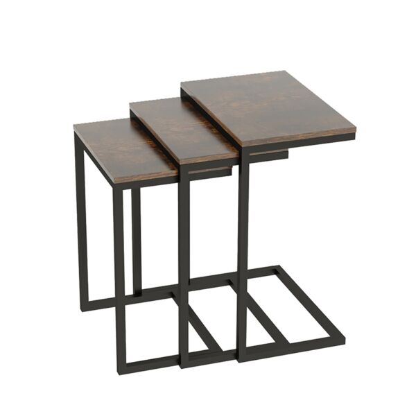 طقم طاولات جانبية متداخلة - بني
