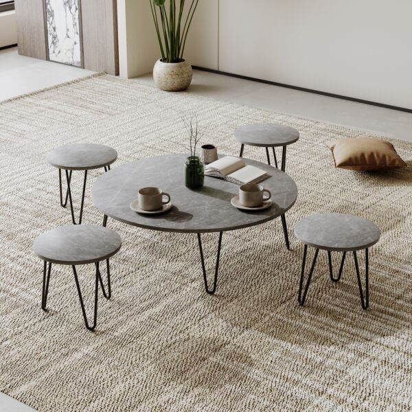 طقم طاولة 5 قطع مارانا - رمادي