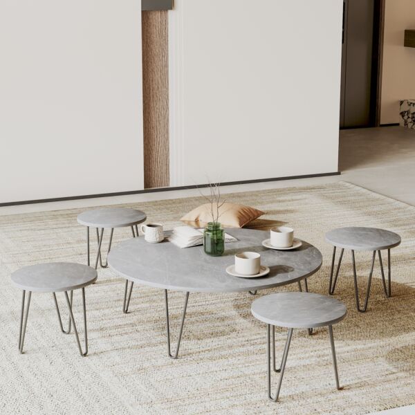 طقم طاولة 5 قطع مارانا - رمادي