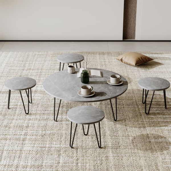 طقم طاولة 5 قطع مارانا - رمادي