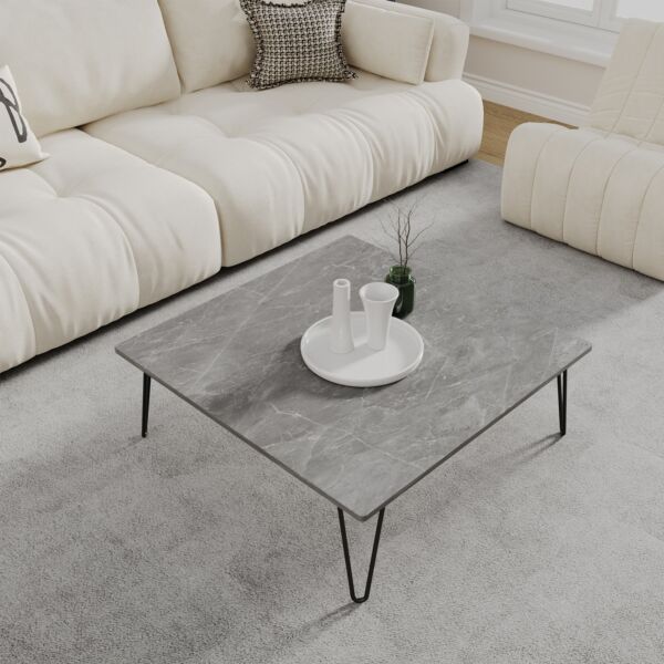 طقم طاولة قهوة 5 قطع بيسك - رمادي