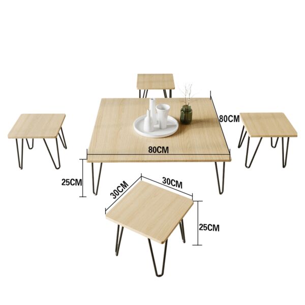 طقم طاولة قهوة 5 قطع بيسك - بيج