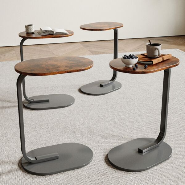 طقم طاولة جانبية 4 قطع - بني غامق