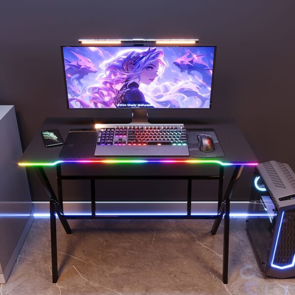 طاولة مكتب 100 سم مع شريط إضاءة ليد