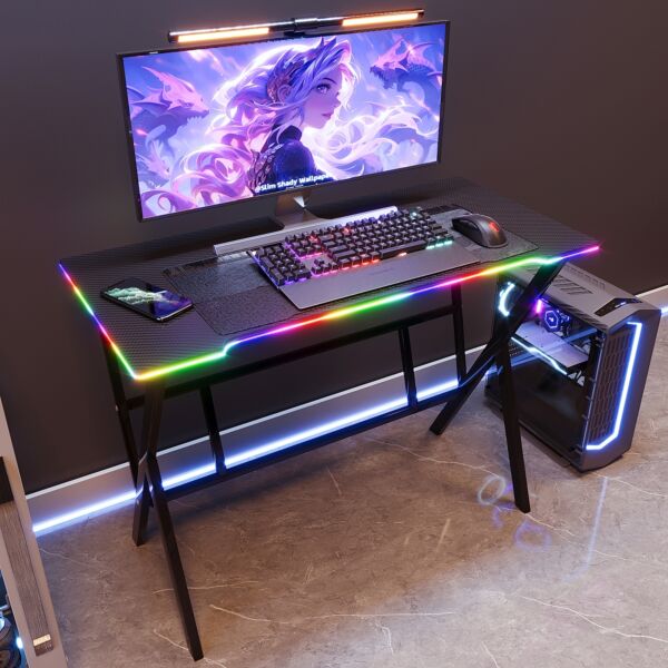 طاولة مكتب 100 سم مع شريط إضاءة ليد