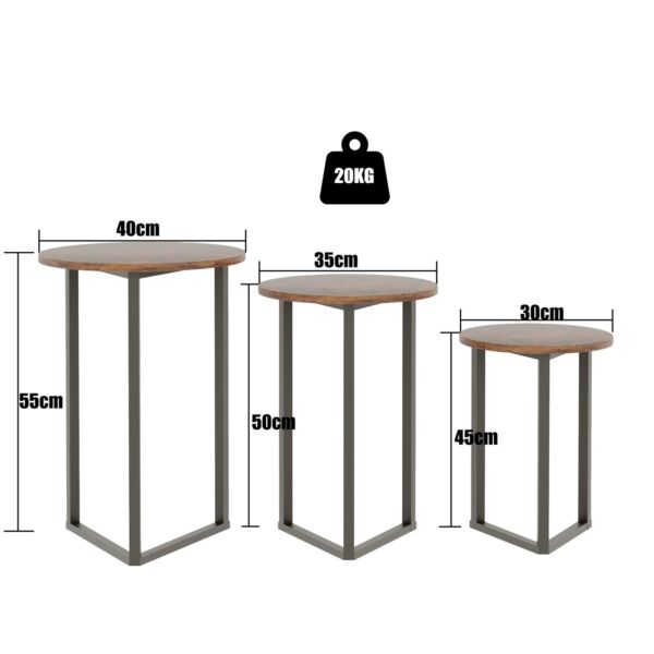 طقم طاولات جانبية قطع راللاي - بني