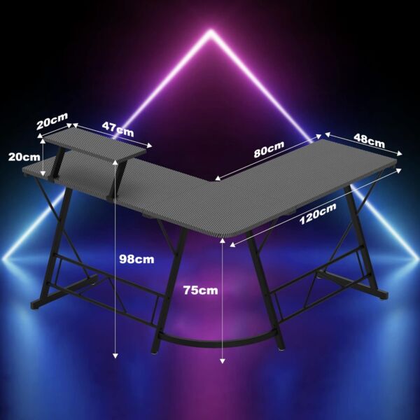 مكتب زاوية حرف L مع حامل شاشة قابل للعكس - اسود