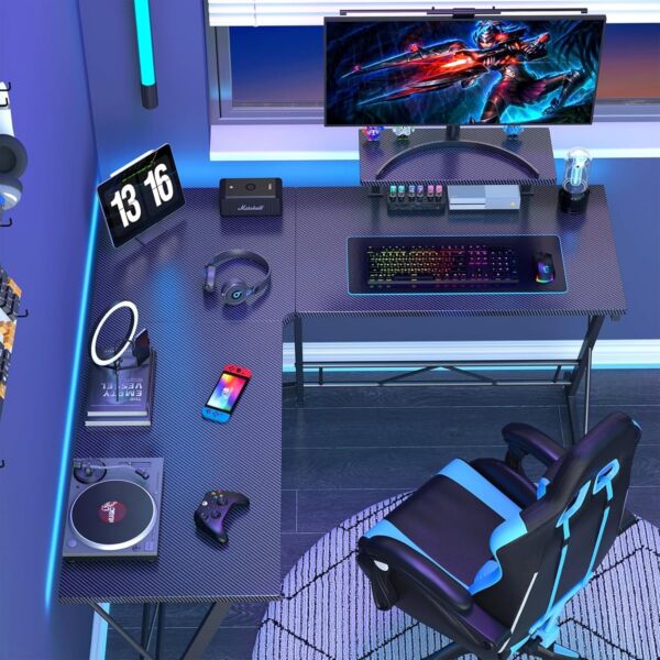 مكتب زاوية حرف L مع حامل شاشة قابل للعكس - اسود