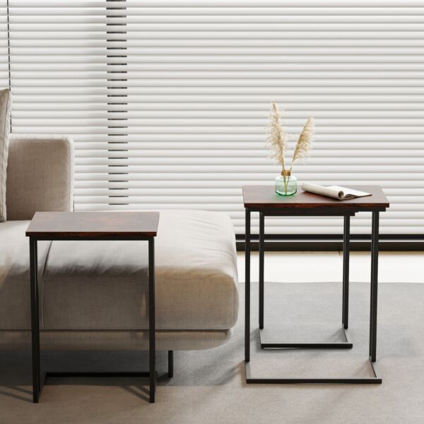 طقم طاولات جانبية 3 قطع مياس - بني