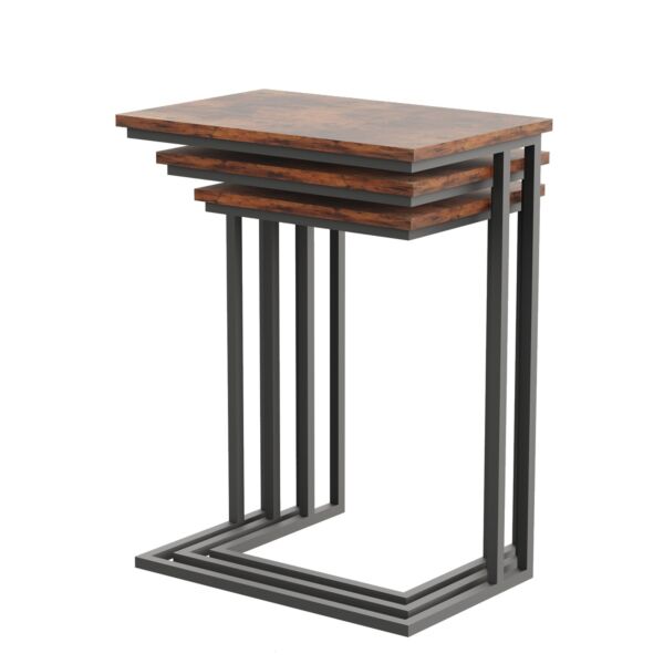 طقم طاولات جانبية 3 قطع مياس - بني