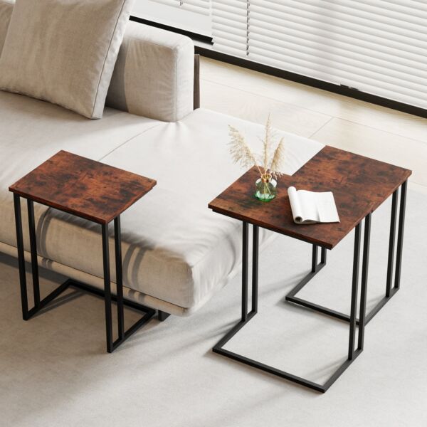 طقم طاولات جانبية 3 قطع مياس - بني