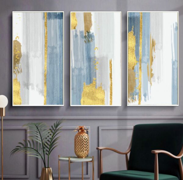 طقم 3 لوحات كنفاس ،تجريدي 40*90سم ميرا