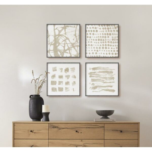 طقم لوحات كنفاس بيج مكونة من 4 لوحات