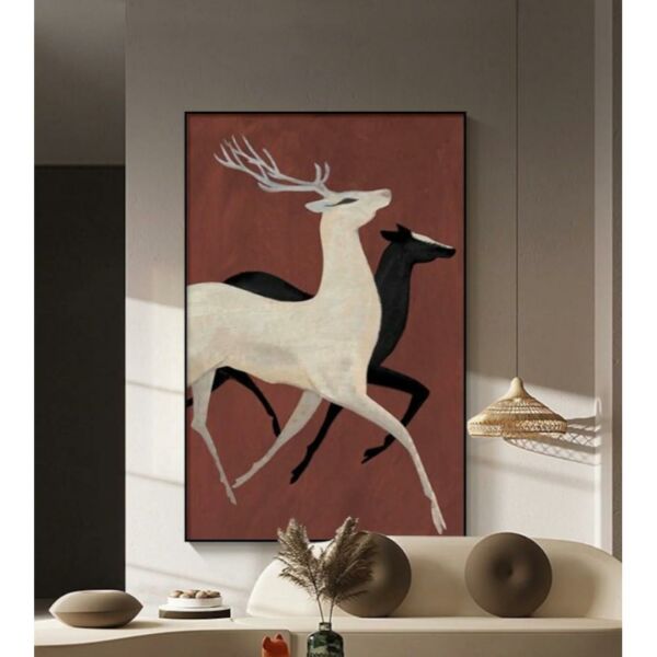 لوحة فنية شكل غزلان باسلوب تجريدي