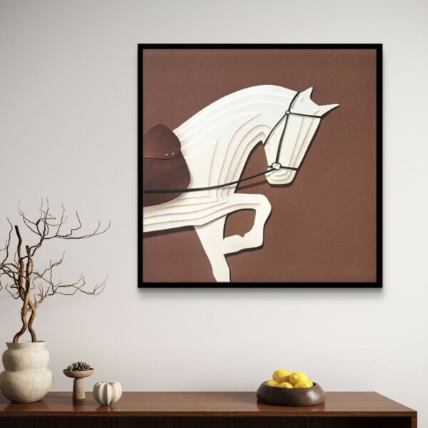 لوحة جدارية كنفاس حصان بأسلوب تجريدي حديث 55×55 سم