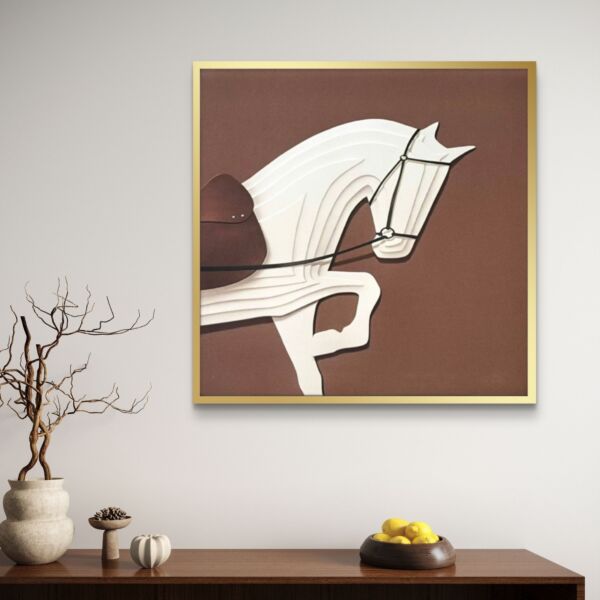 لوحة جدارية كنفاس حصان بأسلوب تجريدي حديث 55×55 سم