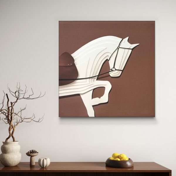 لوحة جدارية كنفاس حصان بأسلوب تجريدي حديث 55×55 سم
