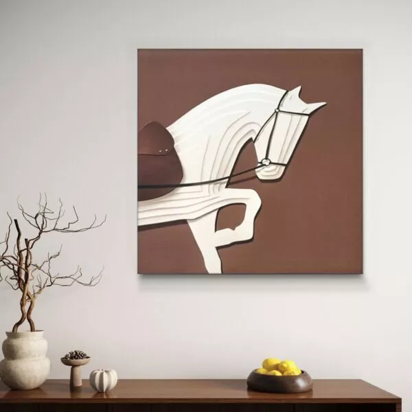 لوحة جدارية كنفاس حصان بأسلوب تجريدي حديث 55×55 سم